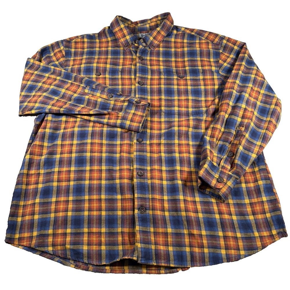 Duluth Trading Mens Long Sleeve Flannel Shirt 2XL Relaxed Fit Cotton Plaid